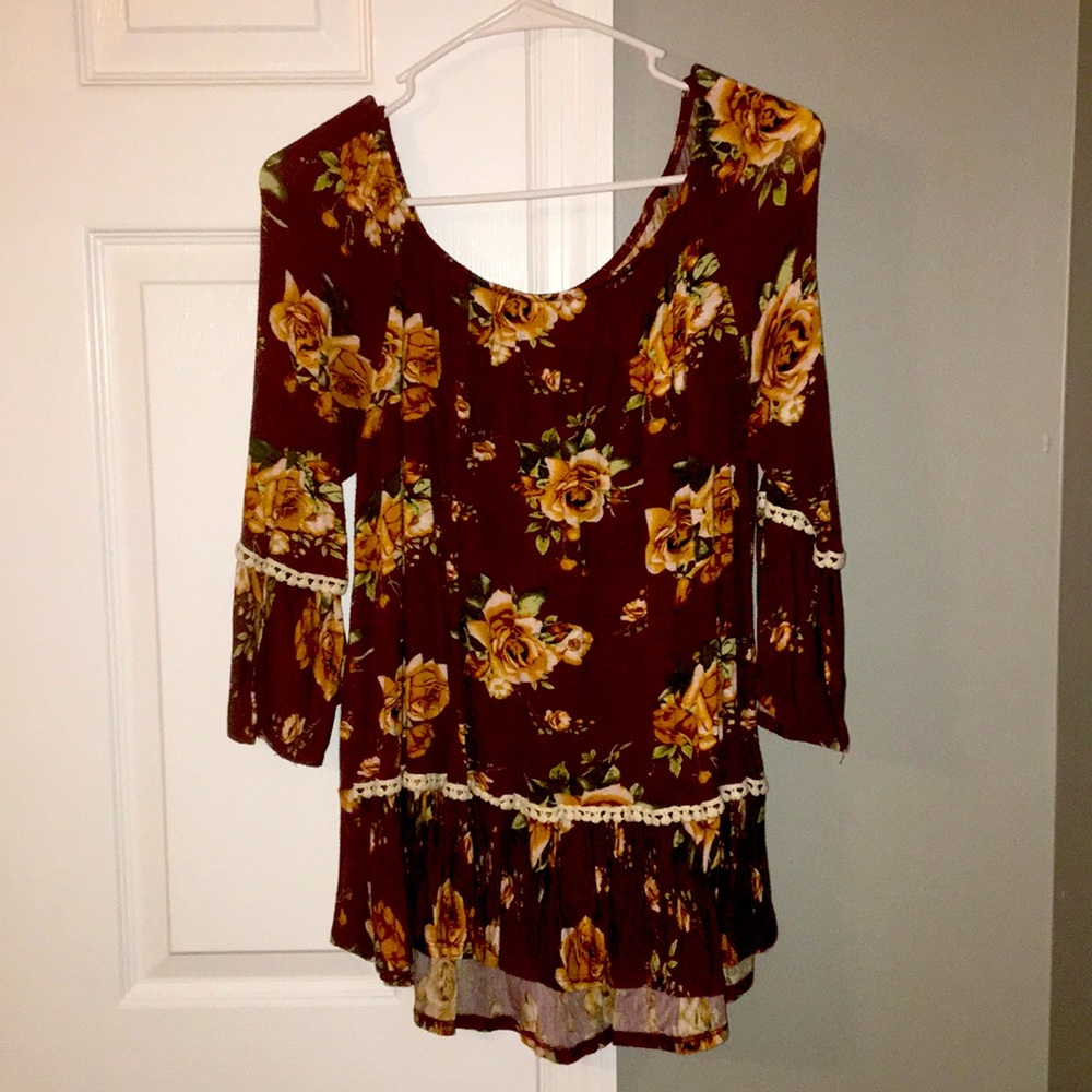 Maroon Floral Top